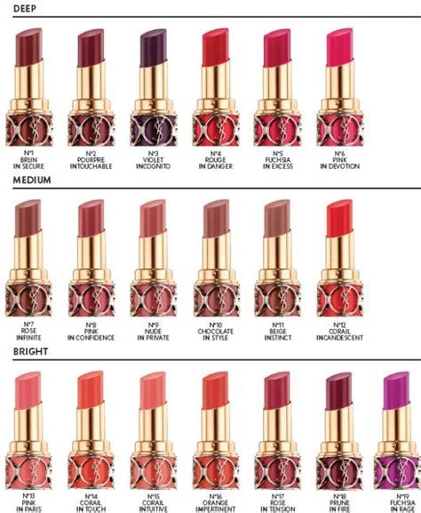 lipsticks ysl|ysl lipstick color chart.